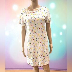 Rachel Antonoff White Preppy Print Fitz Short Sleeve Tee Dress Size small